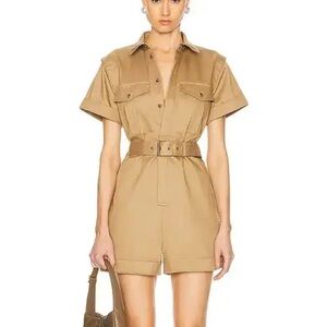 FRAME Utility Short Romper In Tan! Size XS